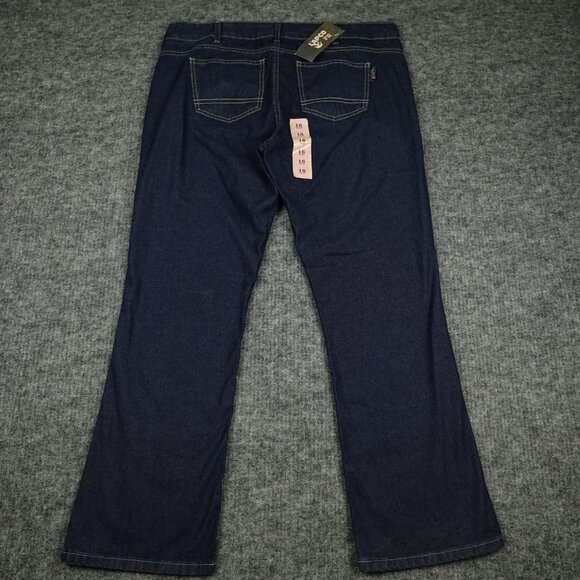 Lapco Fr Jeans Womens 16 Blue Workwear Contoured Waistband Mid Rise Boot Cut - Picture 2 of 14